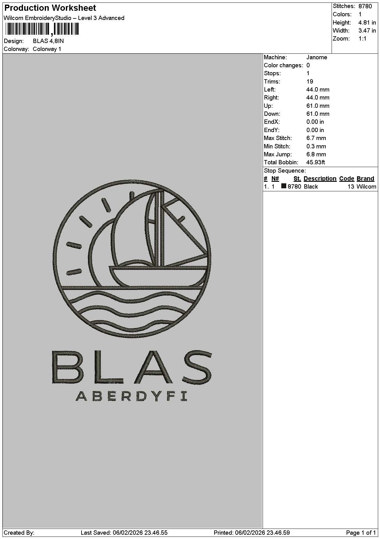 Blastext Embroidery File 6 sizes