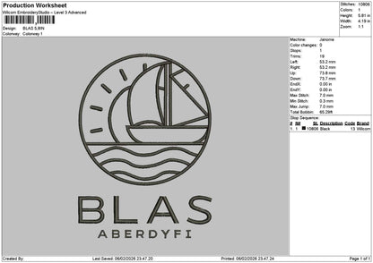 Blastext Embroidery File 6 sizes