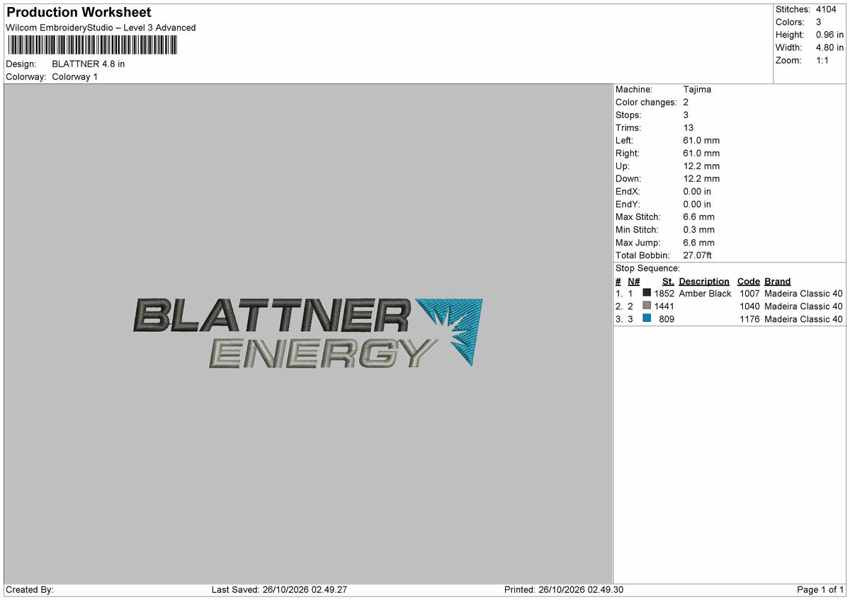 Blattnertext Embroidery Machine Design File 6 sizes