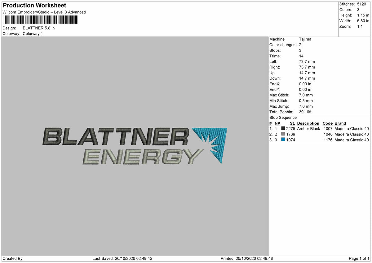 Blattnertext Embroidery Machine Design File 6 sizes
