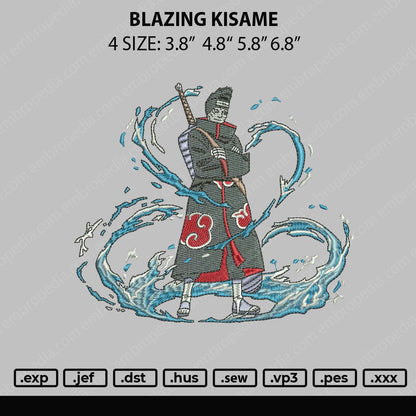 Blazing Kisame Embroidery Machine Desiign File 4 size