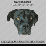 Black Dog Head Embroidery File 4 size