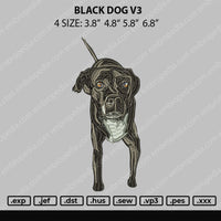 Black Dog V3 Embroidery File 4 size