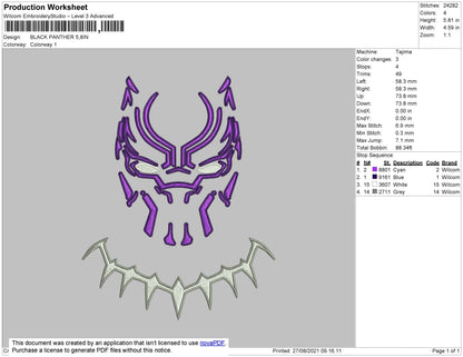 Black Panthers Embroidery Design File 4 size