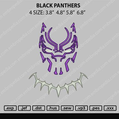Black Panthers Embroidery Design File 4 size