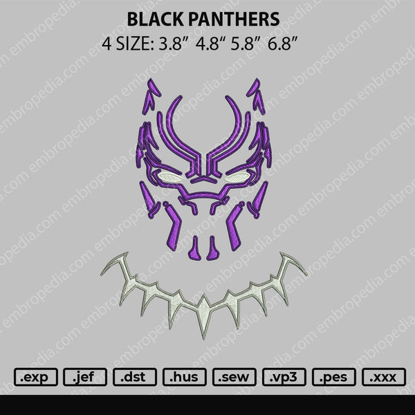 Black Panthers Embroidery File 4 size