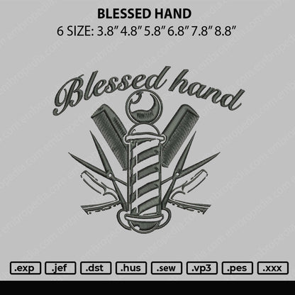 Blessed Hand Embroidery File 6 sizes