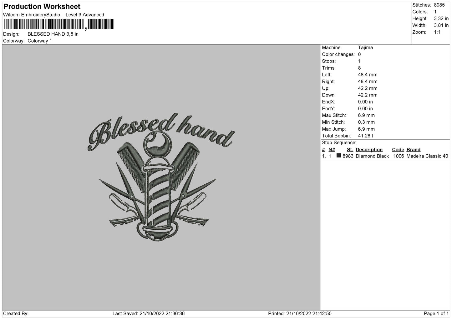 Blessed Hand Embroidery File 6 sizes