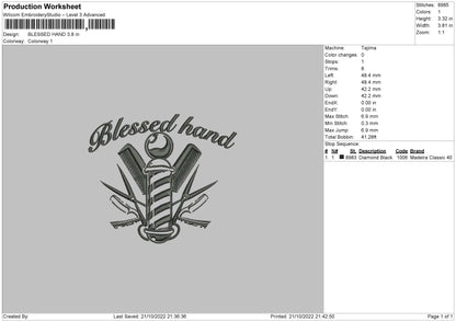 Blessed Hand Embroidery File 6 sizes