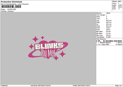 Blinkstext Embroidery File 6 sizes
