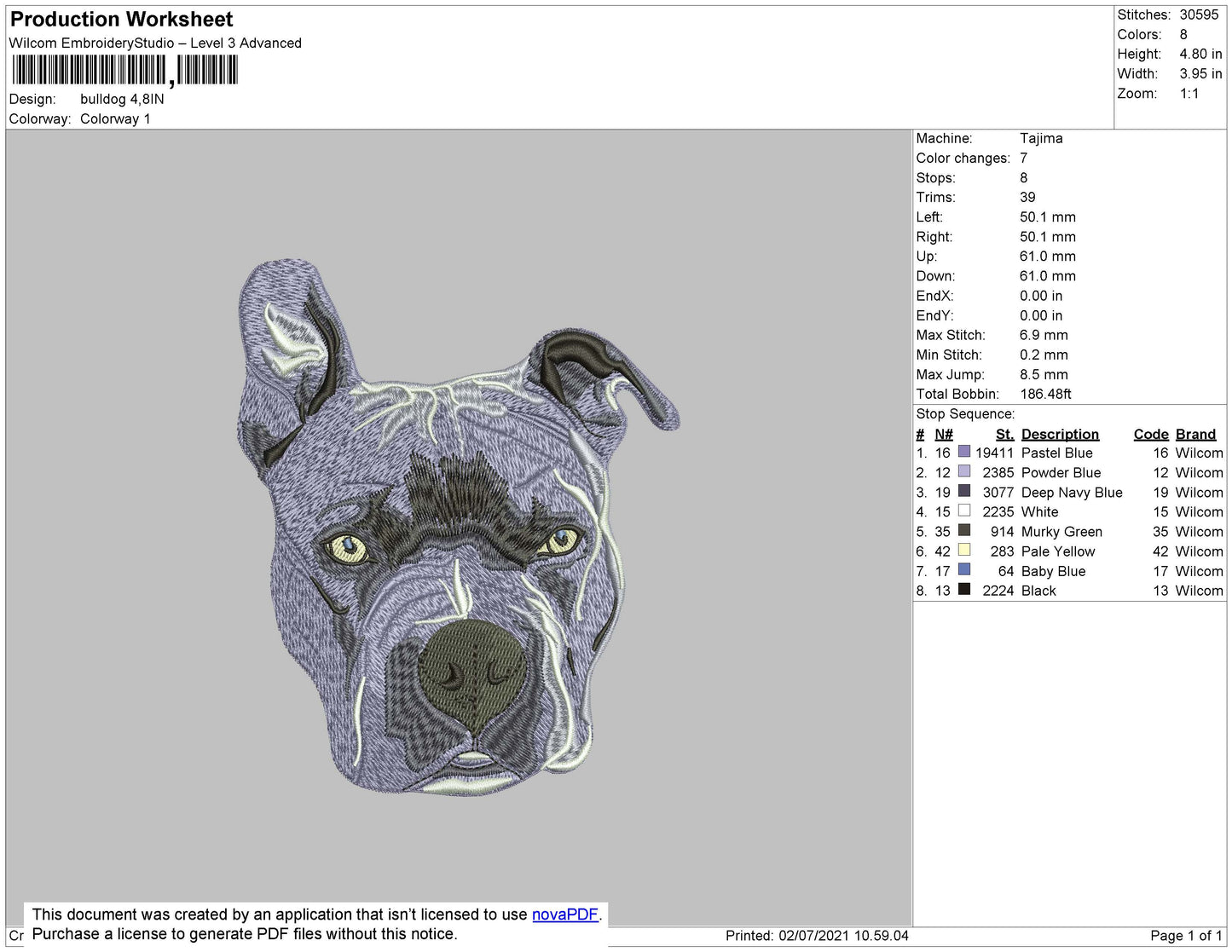 Bulldog 02 Embroidery Design Machine File 4 size
