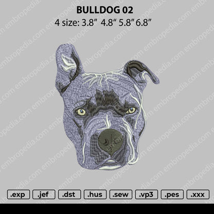 Bulldog 02 Embroidery Design Machine File 4 size