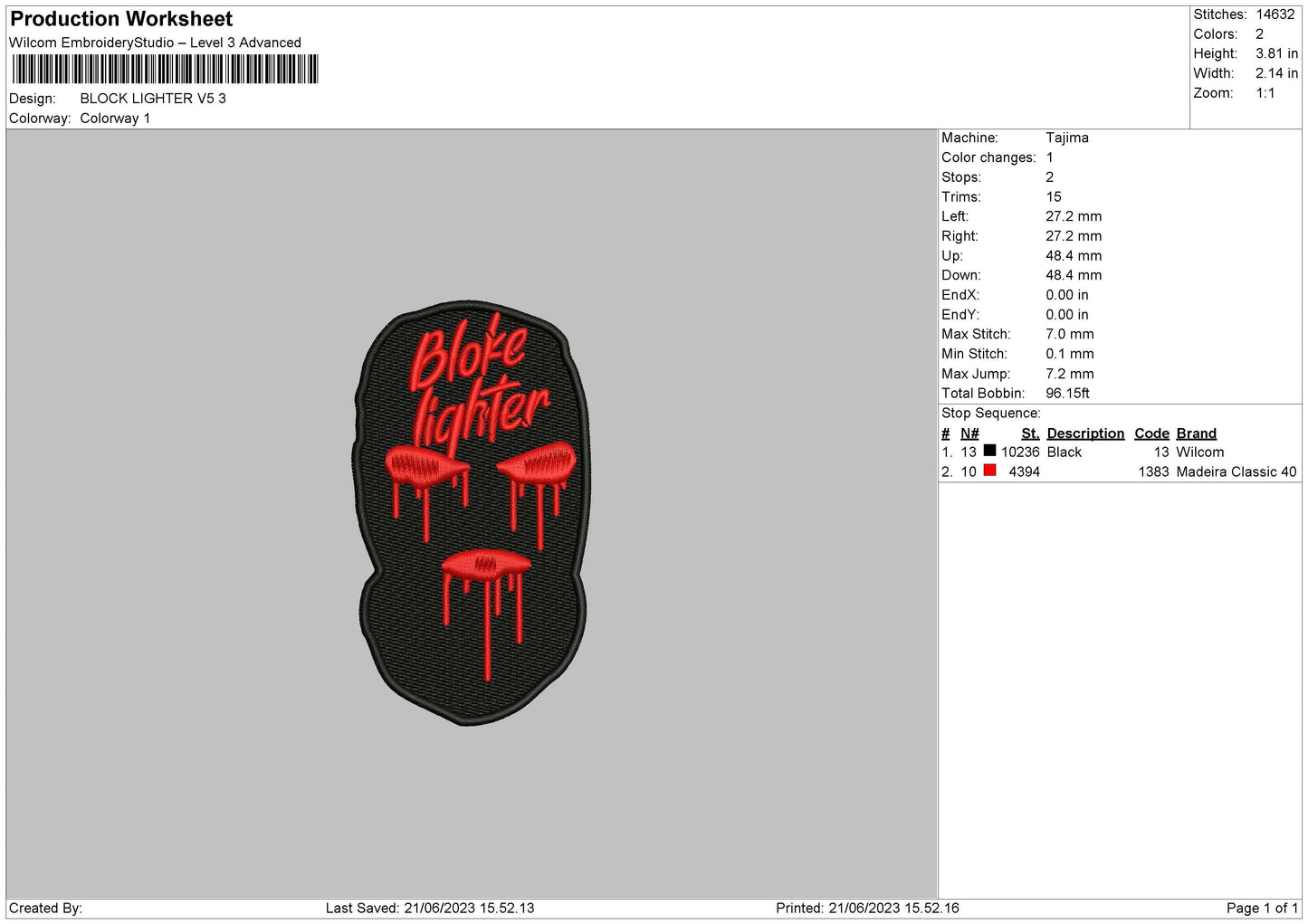 Block Lighter V5 Embroidery Machine Design File 6 sizes