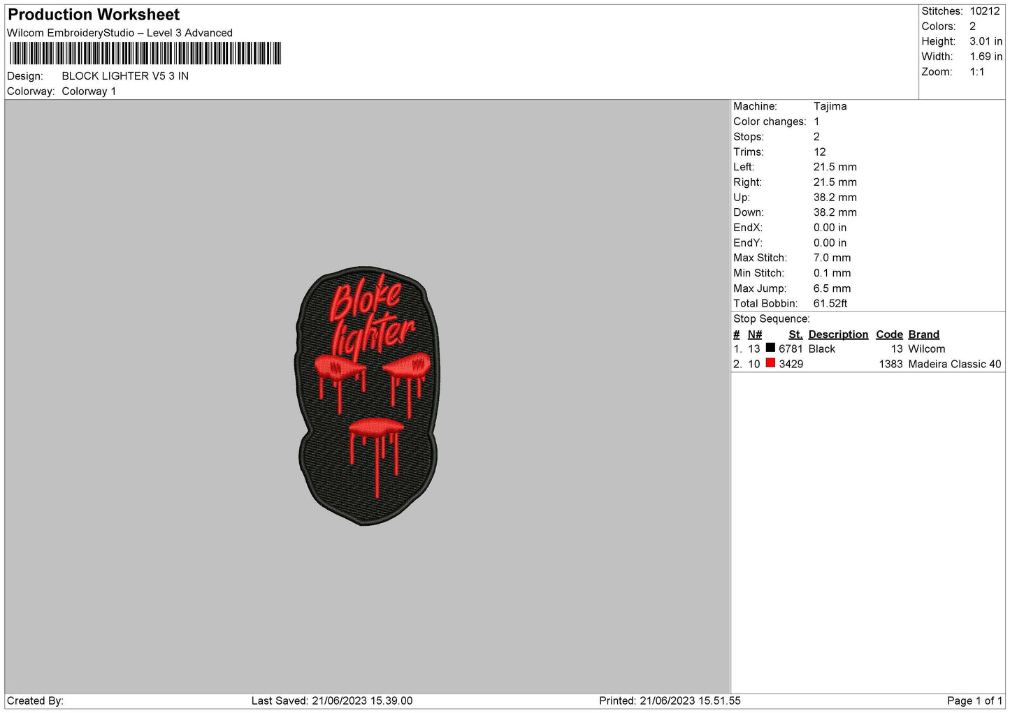 Block Lighter V5 Embroidery Machine Design File 6 sizes