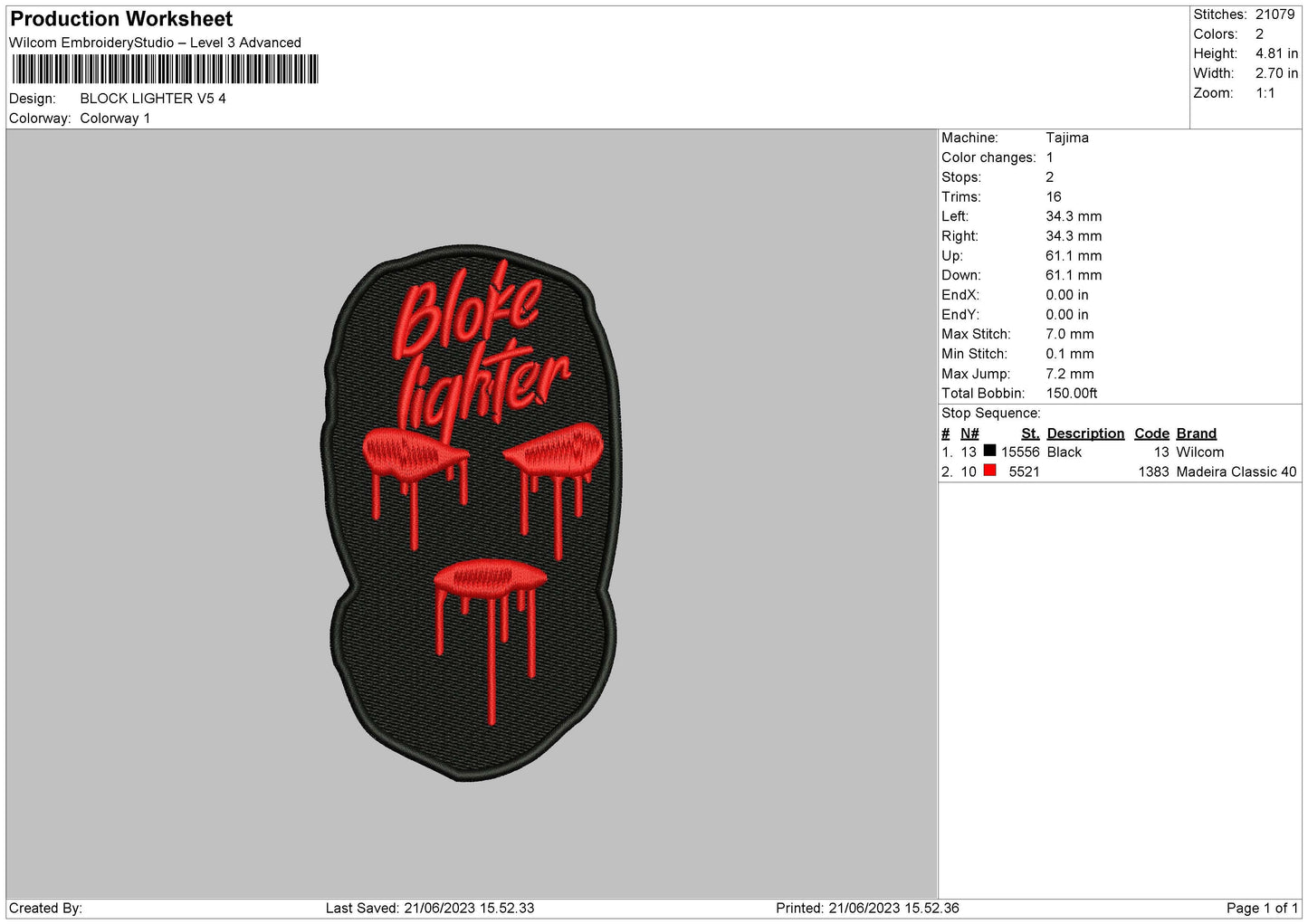 Block Lighter V5 Embroidery Machine Design File 6 sizes