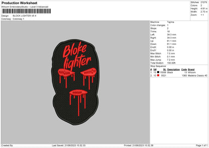 Block Lighter V5 Embroidery Machine Design File 6 sizes