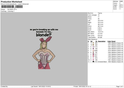 Blonde Embroidery File 4 size