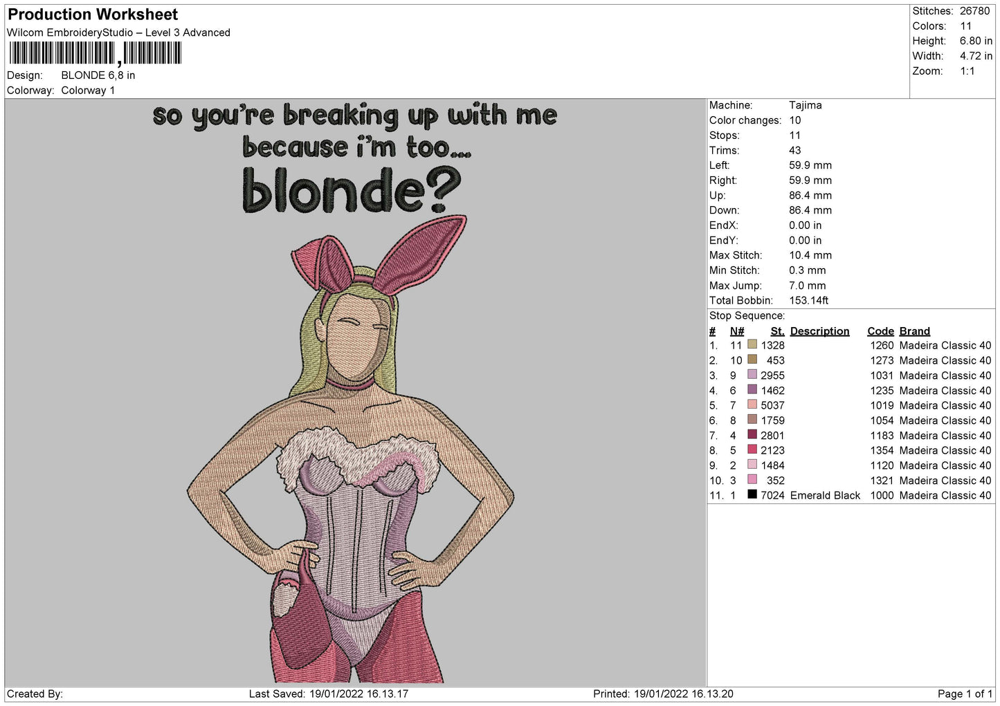 Blonde Embroidery File 4 size