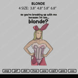 Blonde Embroidery File 4 size