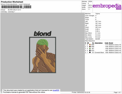Blond Album Embroidery Machine Design File 4 size