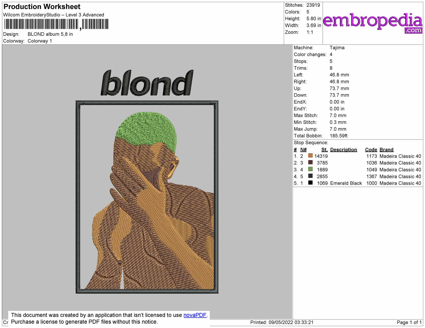 Blond Album Embroidery Machine Design File 4 size