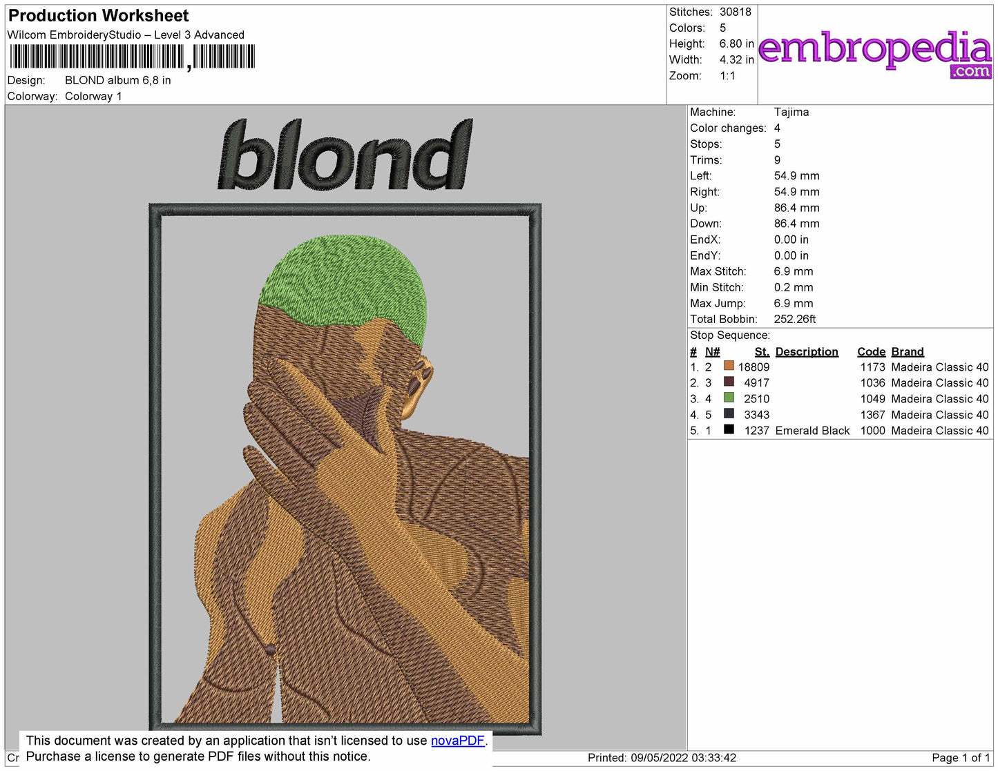 Blond Album Embroidery Machine Design File 4 size
