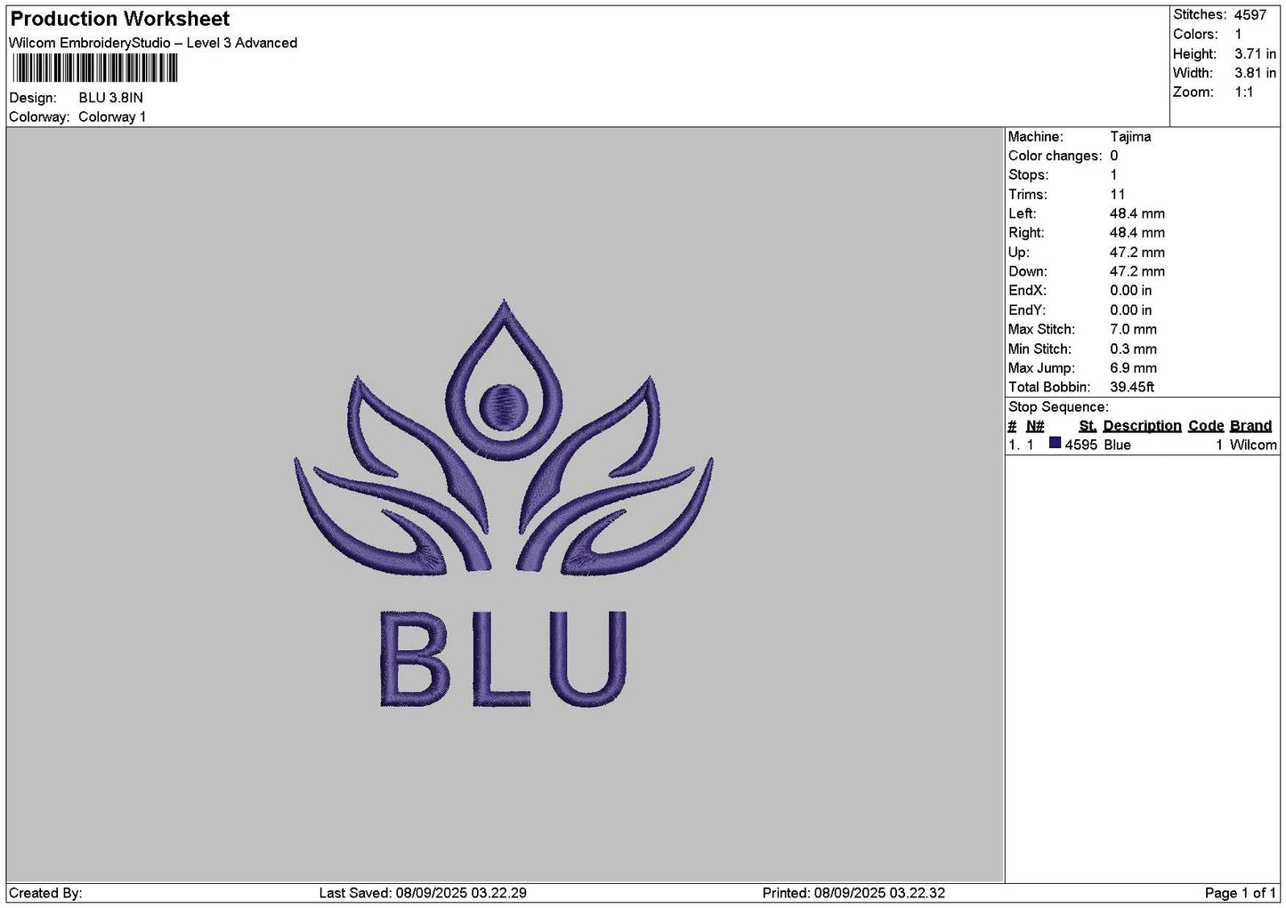 Blutext 0809 Embroidery File 6 sizes