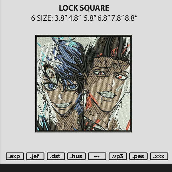 Lock Square Embroidery File 6 sizes