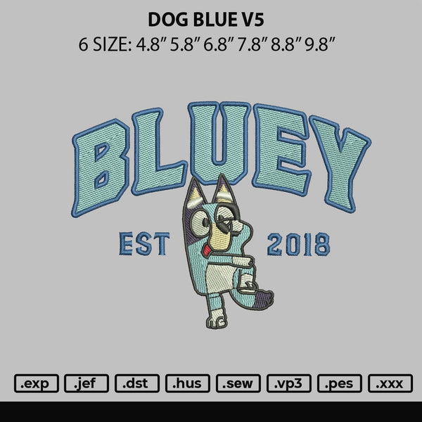 Dog Blue V5 Embroidery File 6 sizes