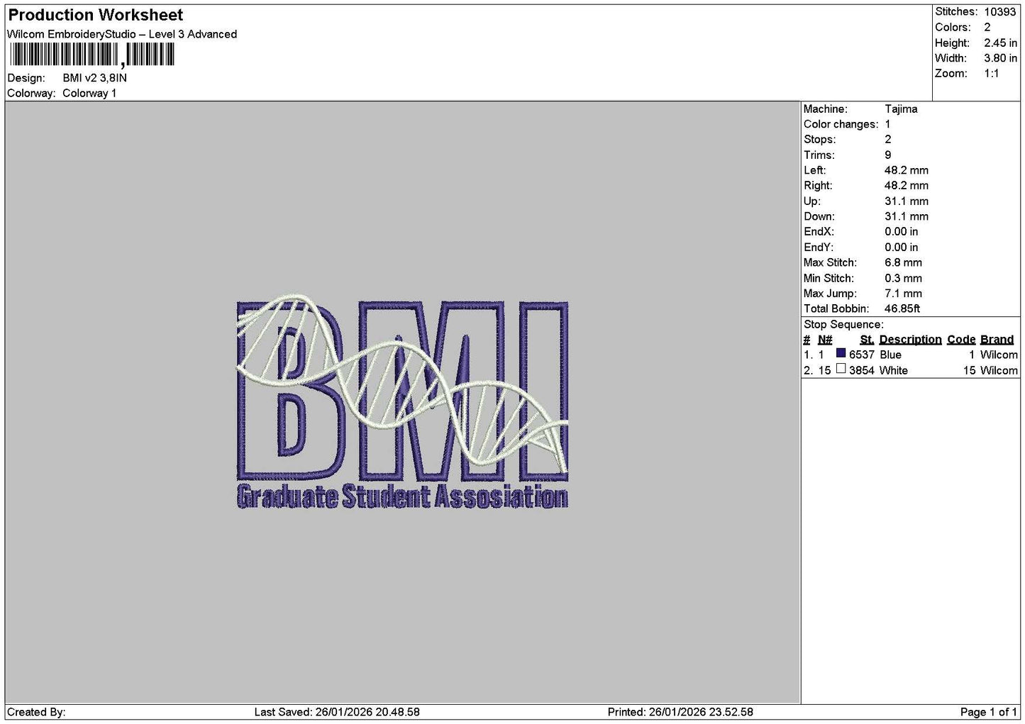 Bmitext Embroidery File 6 sizes