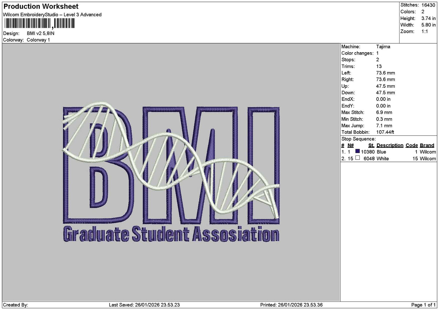 Bmitext Embroidery File 6 sizes