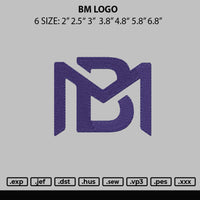 Bm Logo Embroidery File 6 sizes