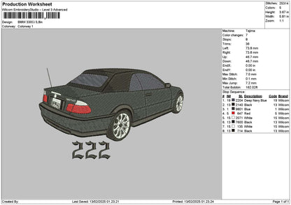 Black Car222 Embroidery File 6 sizes