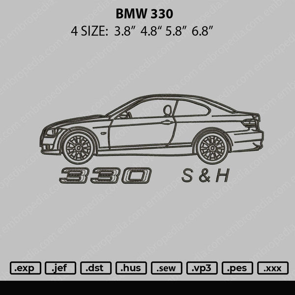 BMW 330 Embroidery File 4 size