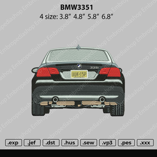 BMW3351 Embroidery File 4 size