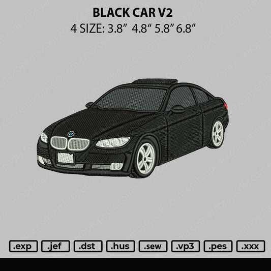 BMW Black Car V2 Embroidery Design File 4 sizes