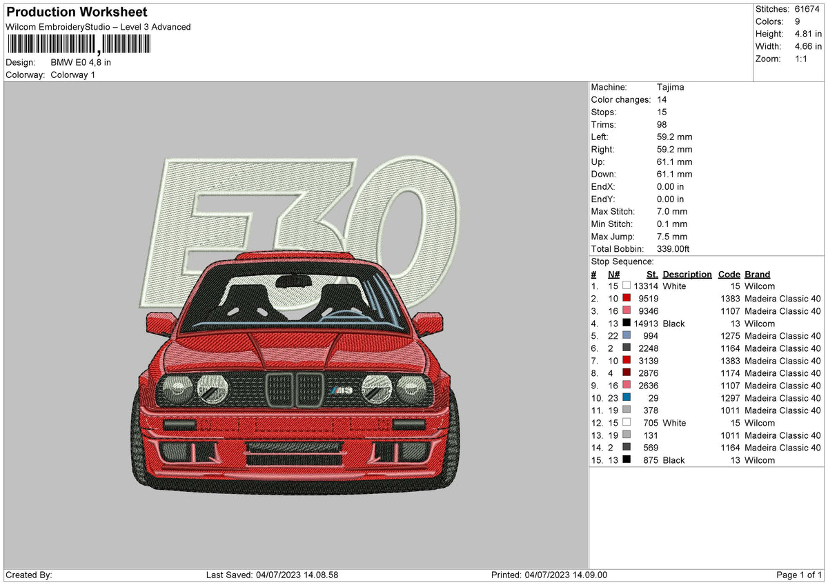 Bmw E0 Embroidery File 6 sizes – Master Digitizer