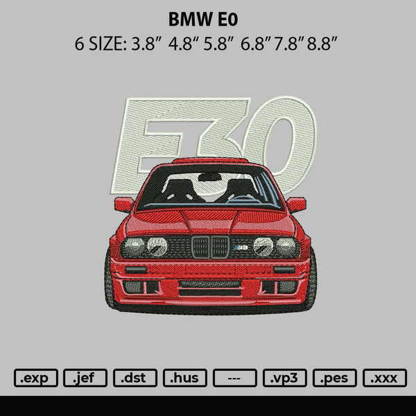 Bmw E0 Embroidery File 6 sizes