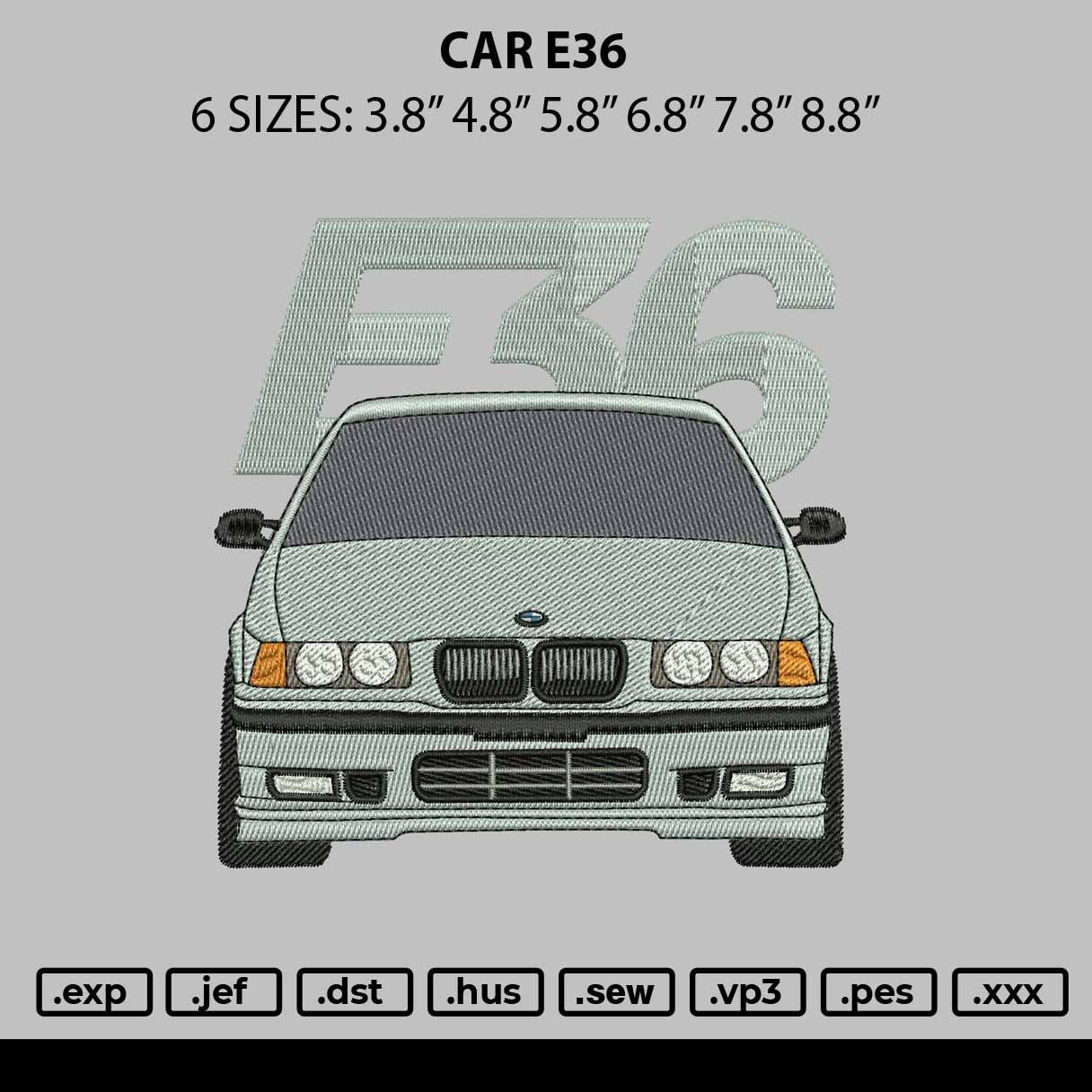 Car E36 Embroidery File 6 sizes