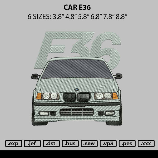 Car E36 Embroidery File 6 sizes