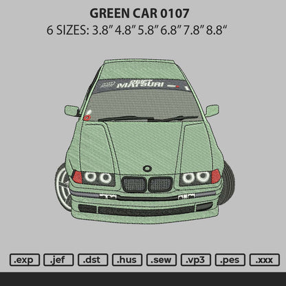 Green Car 0107 Embroidery File 6 sizes