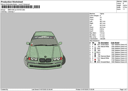 Green Car 0107 Embroidery File 6 sizes