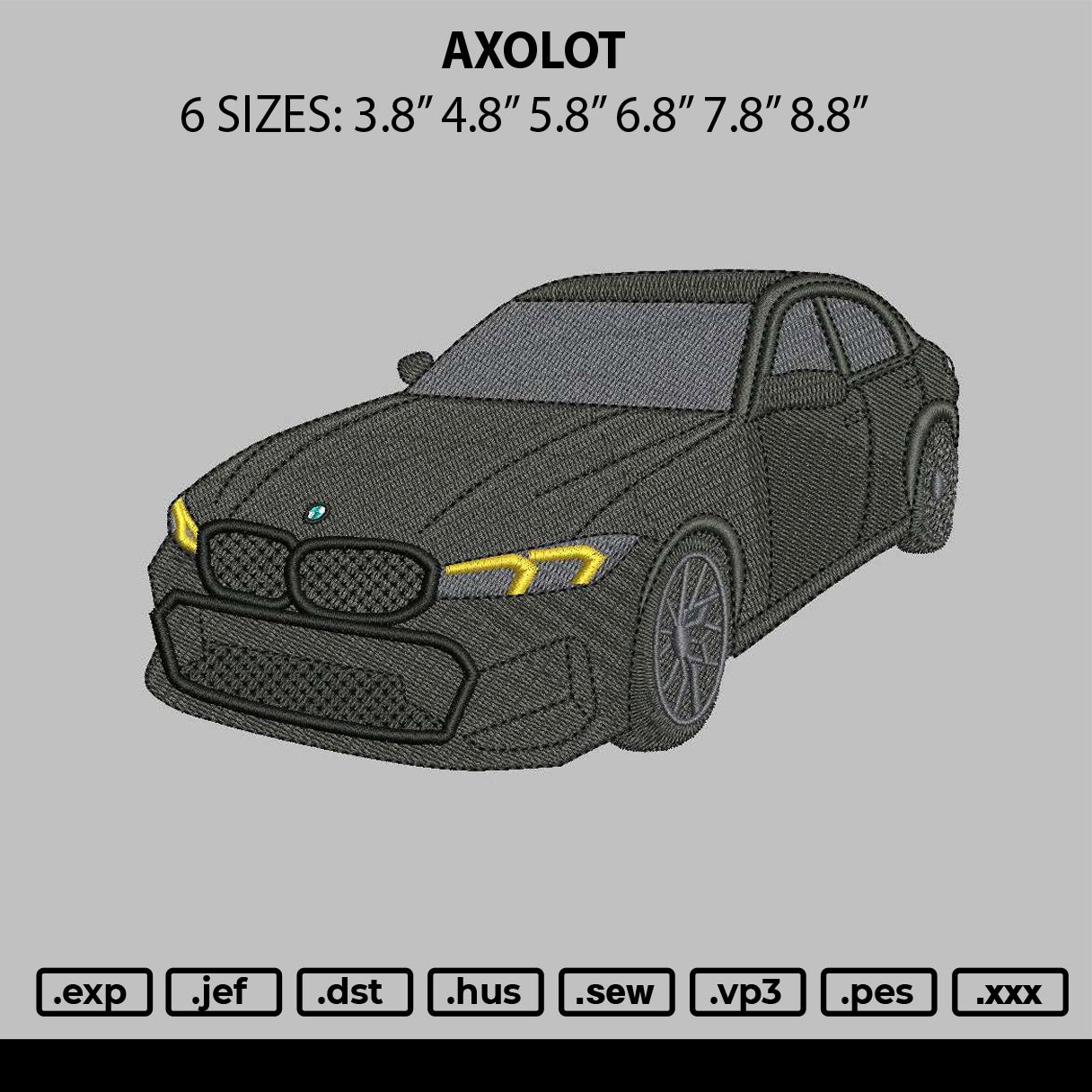 Black Car 2006 Embroidery File 6 sizes