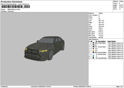 Black Car 2006 Embroidery File 6 sizes