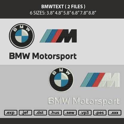 Bmwtext Embroidery Machine Design 2 Files