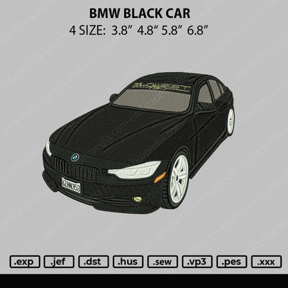 BMW Black Car Embroidery Design File 4 size