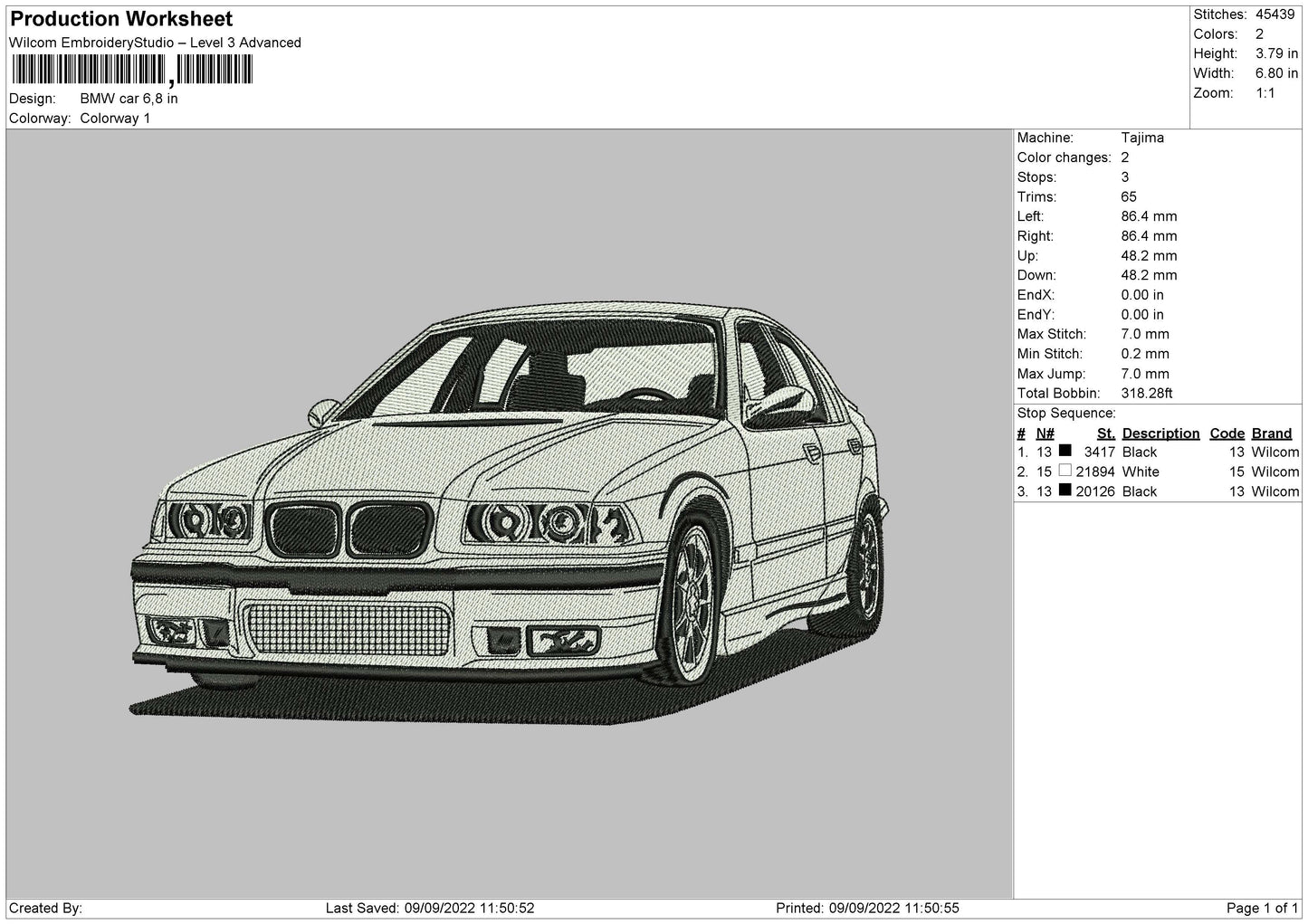 BMW Car Embroidery File 5 sizes