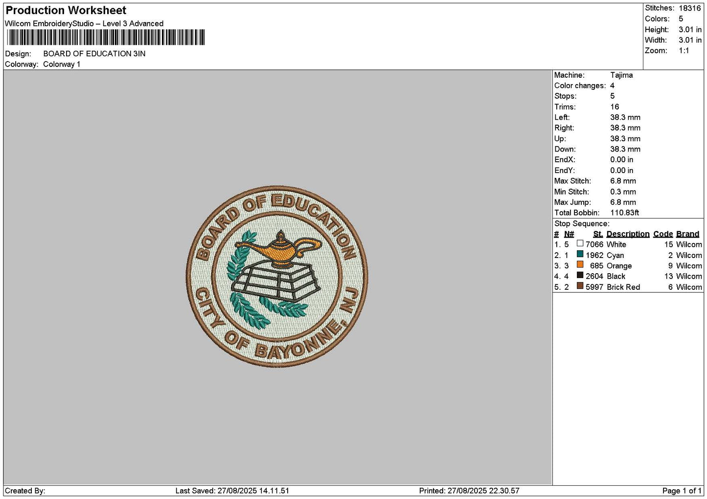 Boardcircle Embroidery File 6 sizes