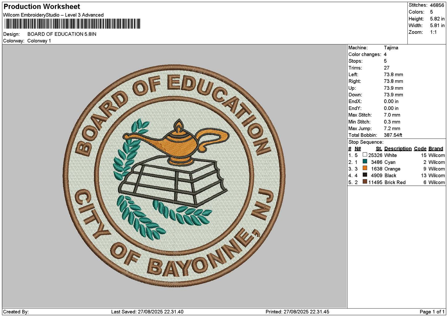 Boardcircle Embroidery File 6 sizes