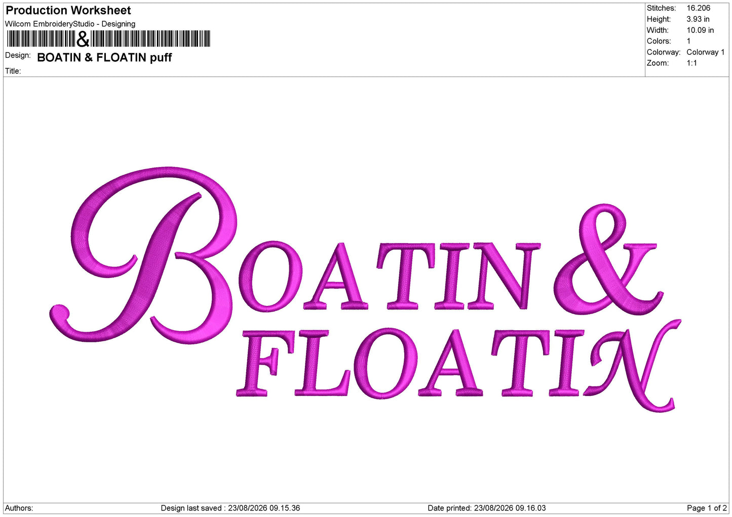 BOATIN & FLOATIN puff Design File